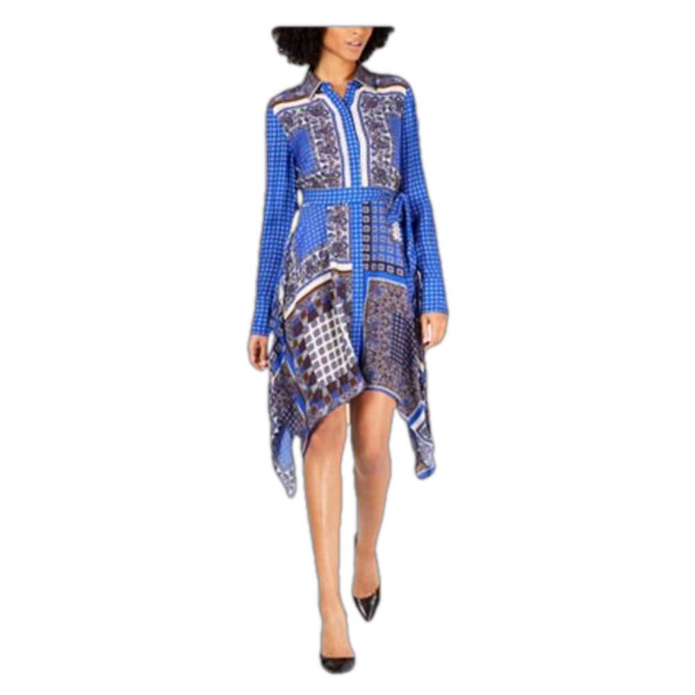 ELIE TAHARI Roxanne Button Down Handkerchief Hem Shirtdress SZ 14 NWT